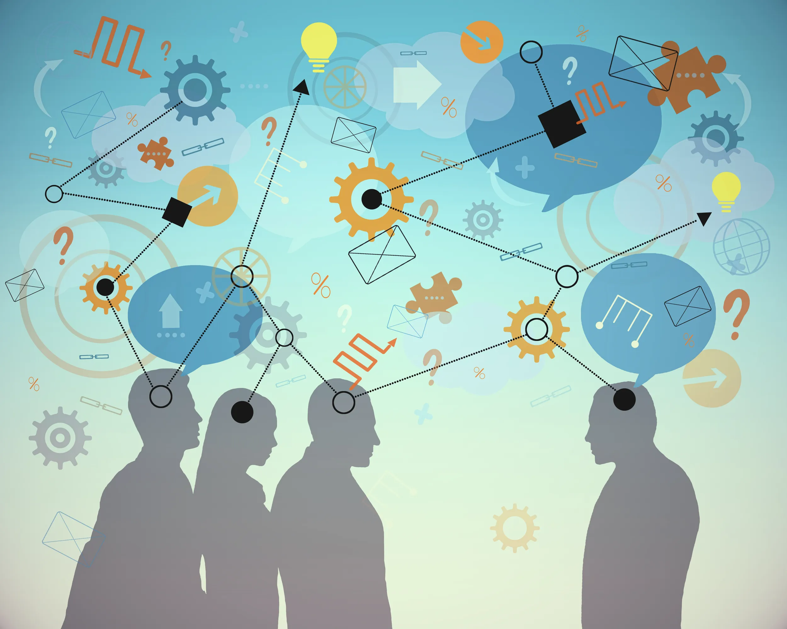 Grupo de personas conectando ideas y conceptos bajo la guía profesional de un psicólogo en español especializado.